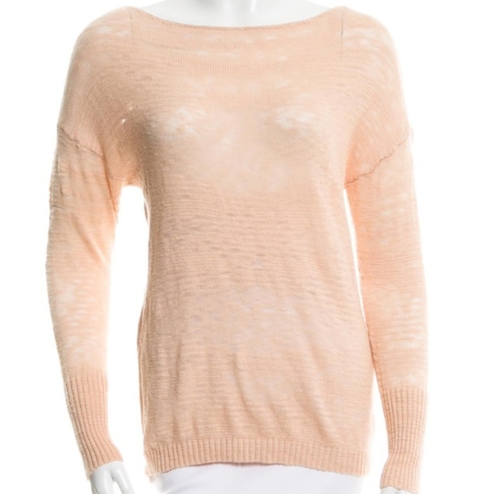 Alice + Olivia Semi-Sheer Open Knit Sweater Top - peach